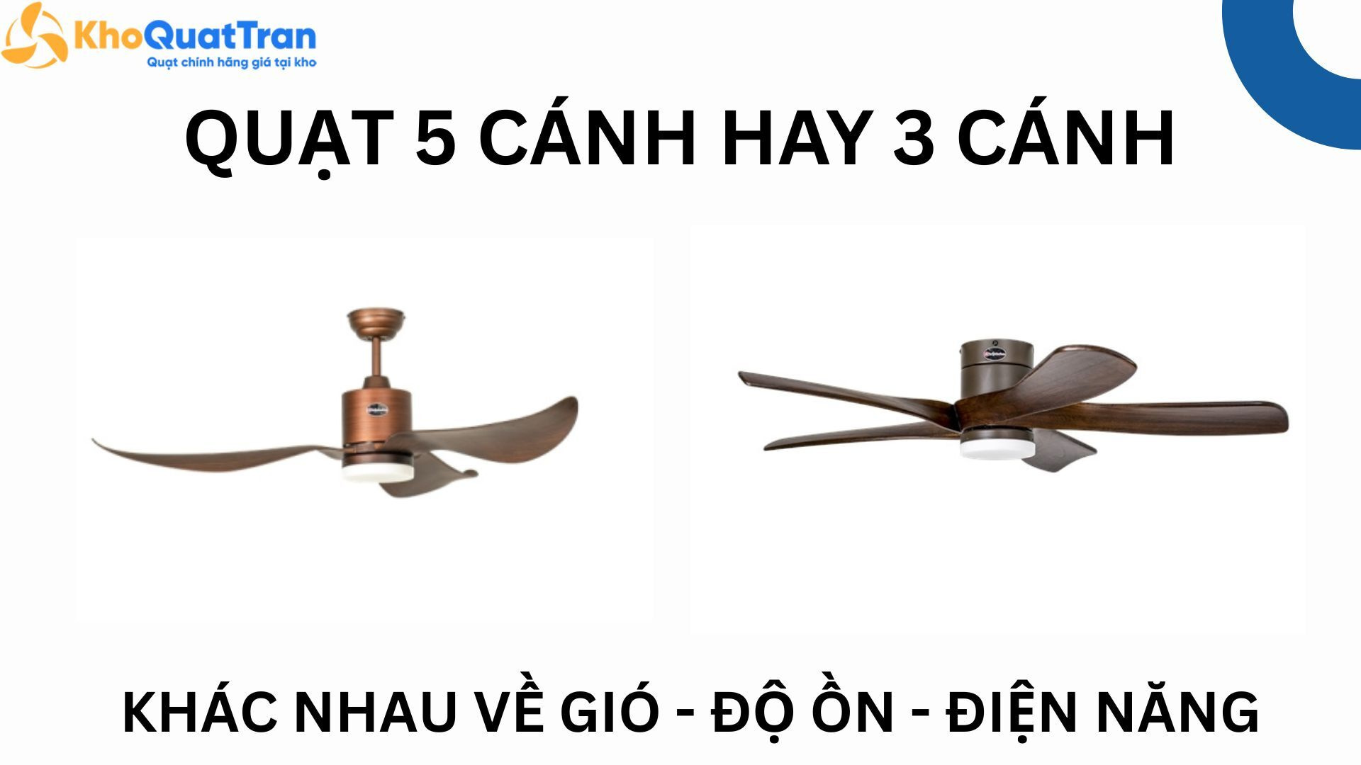  Quạt 3 Cánh Hay 5 Cánh - Khác Nhau Thế Nào Về Gió, Độ Ồn Và Điện Năng?